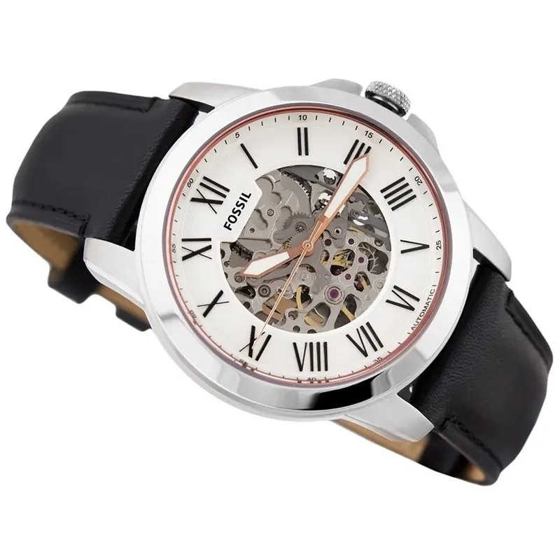 Fossil Grant Automatic Silver Skeleton Dial Men's Watch | ME3101